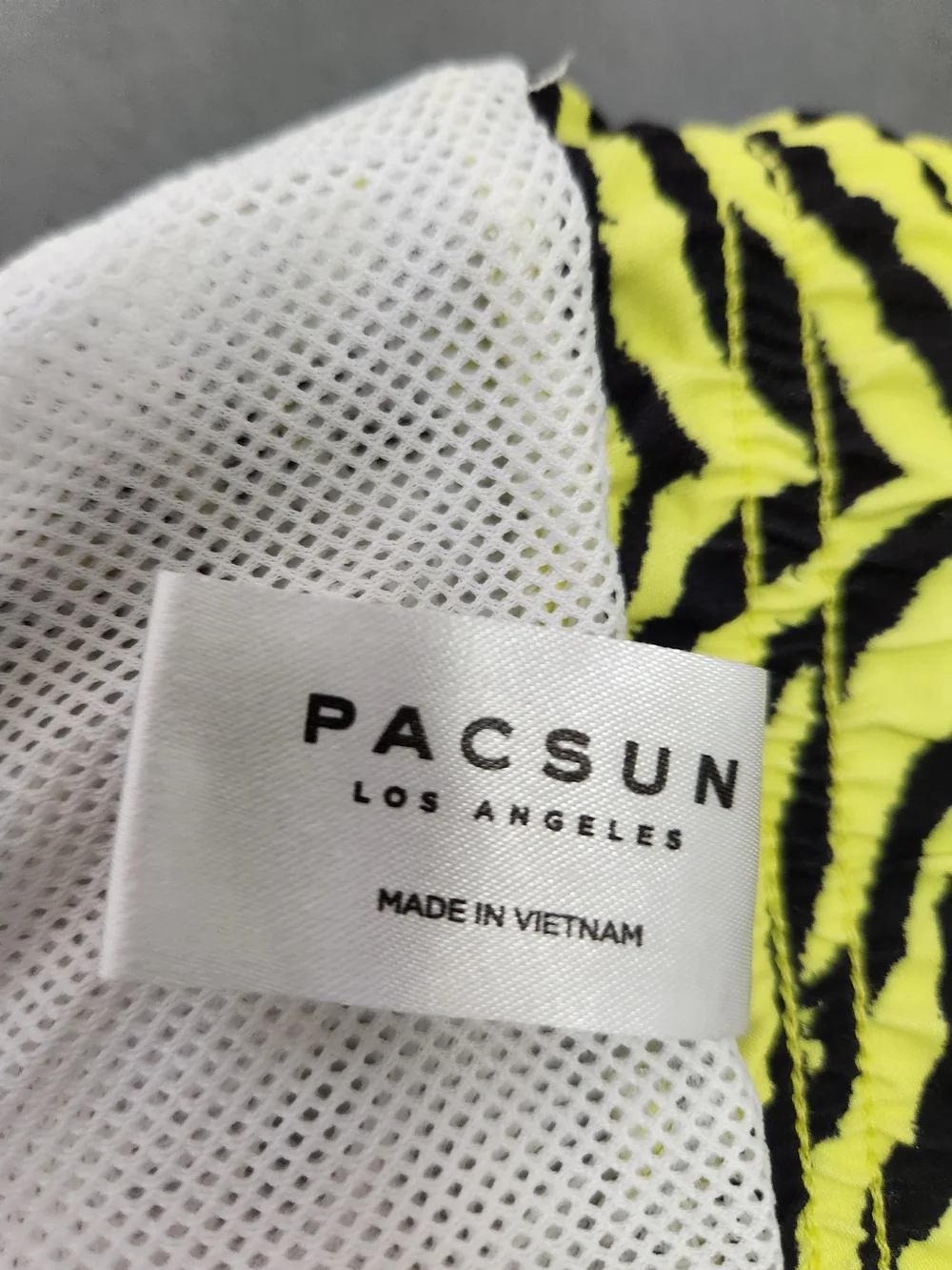 PacSun Men’s Neon Yellow Zebra Print Swim Trunks